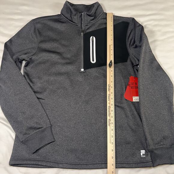 Fila Sport 1/4 Zip Pullover Mens Size M Charcoal Gray Fleece Activewear NWT NEW - Picture 6 of 10